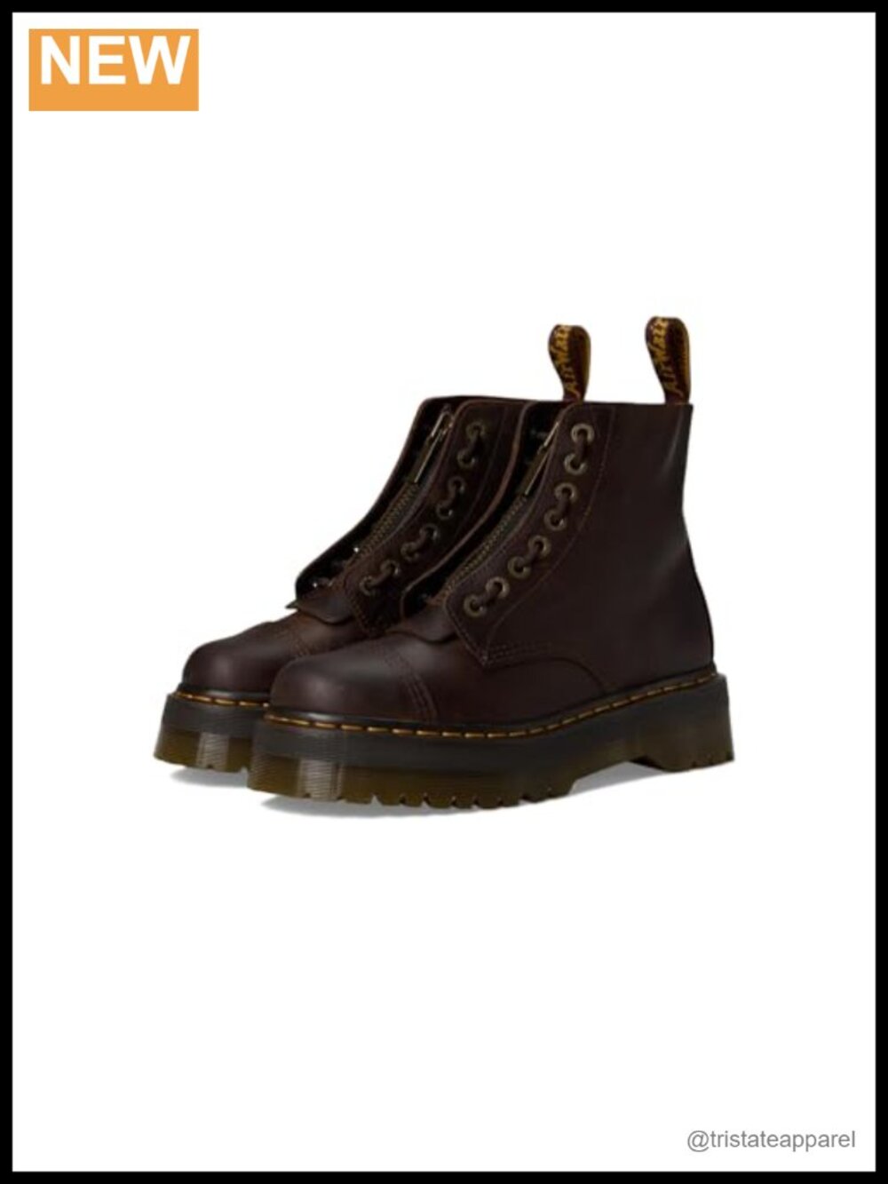Dr. Martens Sinclair Leather Platform Boots Ankle Combat Lace-Up Zip